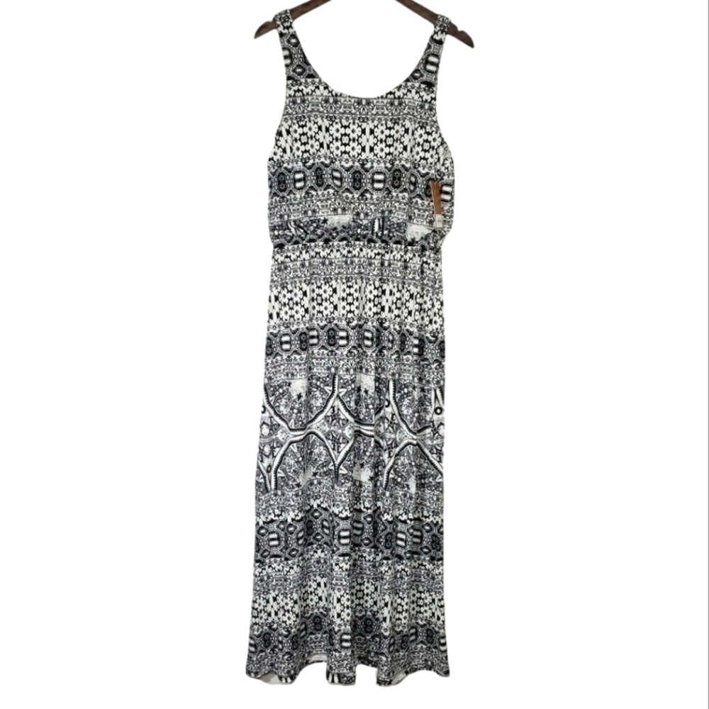 Sonoma Black and White Maxi Dress Women's Medium NWT